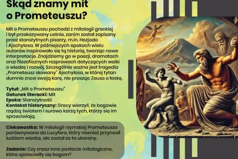 Ajschylos napisał mit o Prometeuszu, przedstawiony na obrazie jako tytan skazany na wieczne męki.
