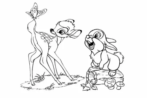 Bambi kolorowanka do druku – darmowe i łatwe do wydrukowania dla dzieci