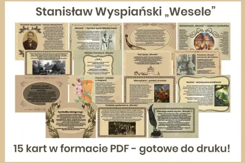 Postacie w weselu Stanisława Wyspiańskiego: od gospodarza po Rachel. Materiały edukacyjne do druku.