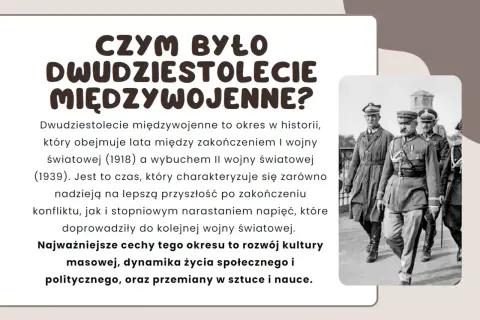 Mężczyźni w mundurach z okresu dwudziestolecia międzywojennego, symbolizującego nadzieję i narastające napięcia przed II wojną światową.