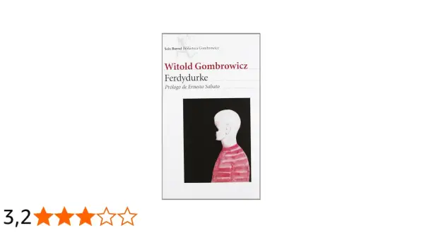 Okładka książki "Ferdydurke" Witolda Gombrowicza. Stylizowana ilustracja przedstawia profil młodej osoby w pasiastej koszulce.